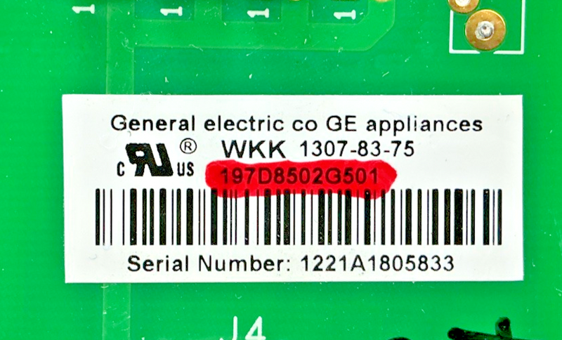Part number sticker — 197D8502G501