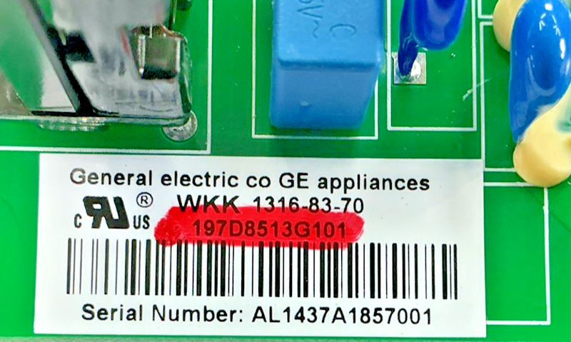 Part number sticker — 197D8513G101