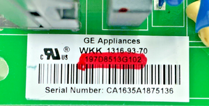 Part number sticker — match 197D8513G102 on your board