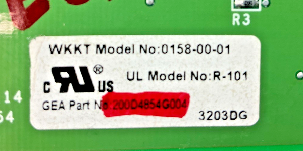Part number sticker — match 200G4854G004 OEM GE Refrigerator Main Control Board Replacement