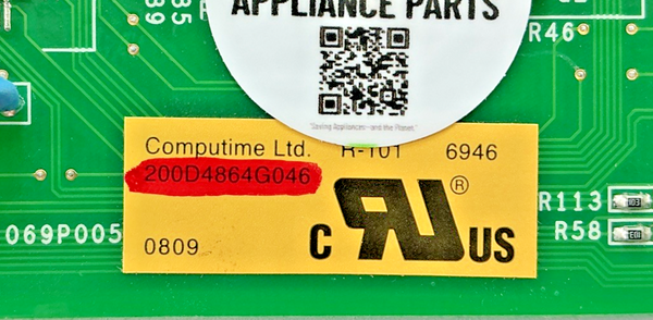 Part number sticker — match 200D4864G046 OEM GE Refrigerator Main Control Board Replacement