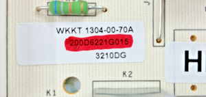 Part number sticker — match 200D6221G015 on your board