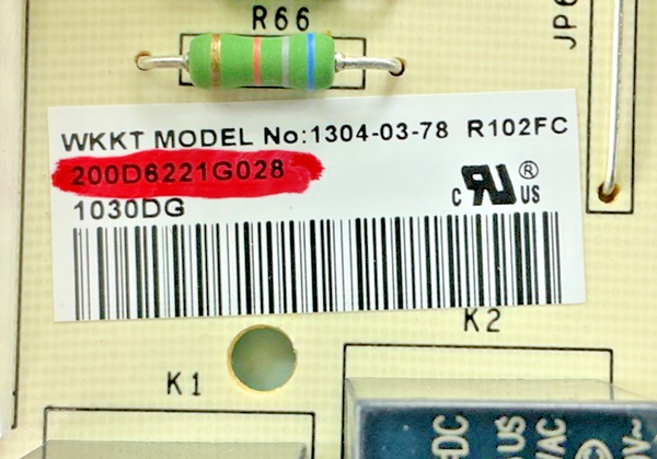 Part number sticker — match 200D6221G028 OEM GE Refrigerator Main Control Board Replacement