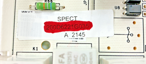 Part number sticker — match 200D6221G035 on your board