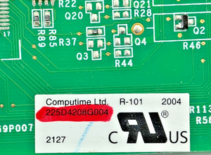 Part number sticker — match 225D4208G004 on your board