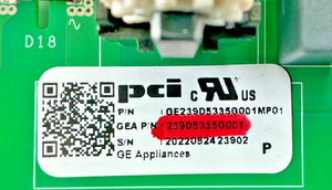 Part number sticker — match 239D5335G001 on your board