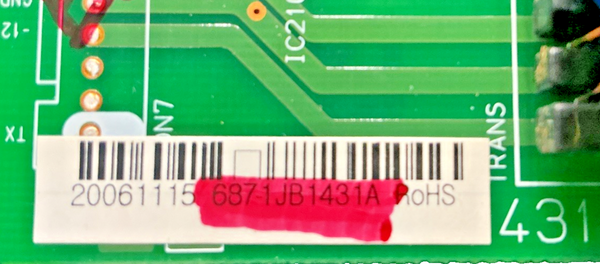 Part number sticker — match 6871JB1431A OEM LG Refrigerator Main Control Board Replacement