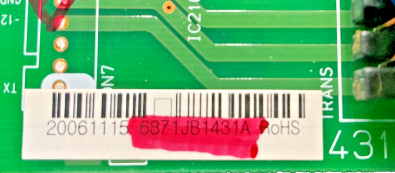 Part number sticker — 6871JB1431A