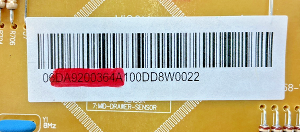 Part number sticker — match DA92-00364A OEM Samsung Refrigerator Main Control Board Replacement