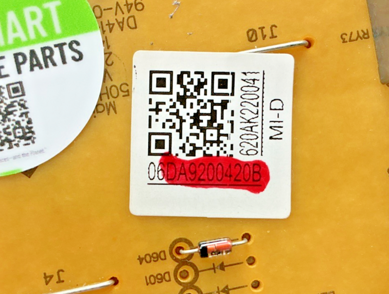 Part number sticker — DA92-00420B