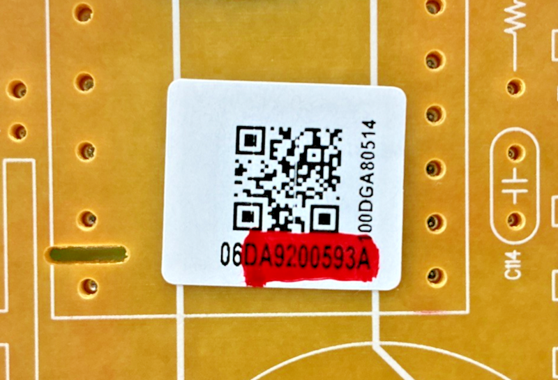 Part number sticker — DA92-00593A