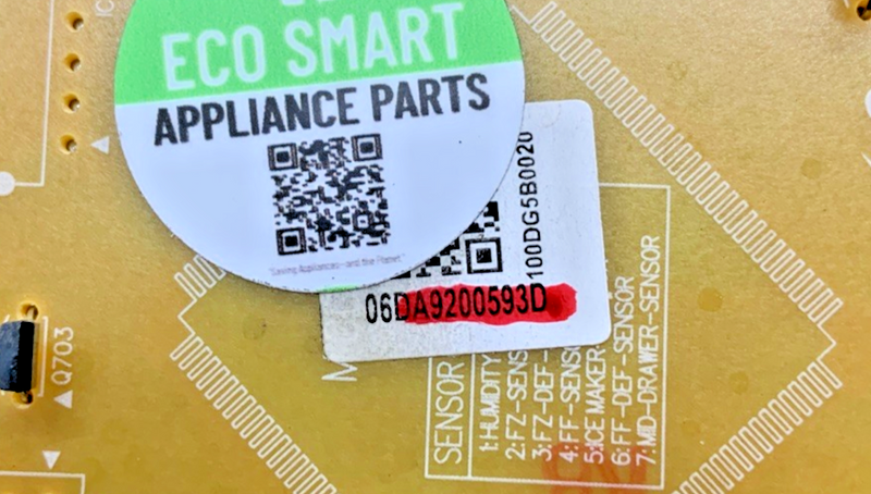 Part number sticker — DA92-00593D