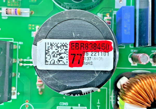 Part number sticker — match EBR83845077 OEM LG Refrigerator Main Control Board Replacement