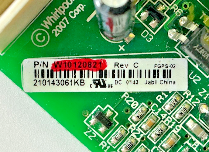 Part number sticker — W10120821