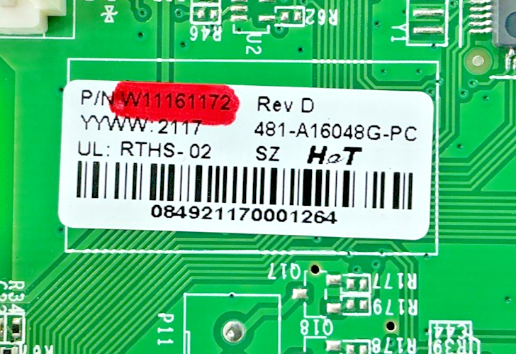 Part number sticker — W11161172