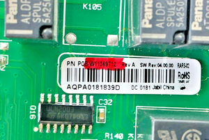 Part number sticker — match W11369712 on your board