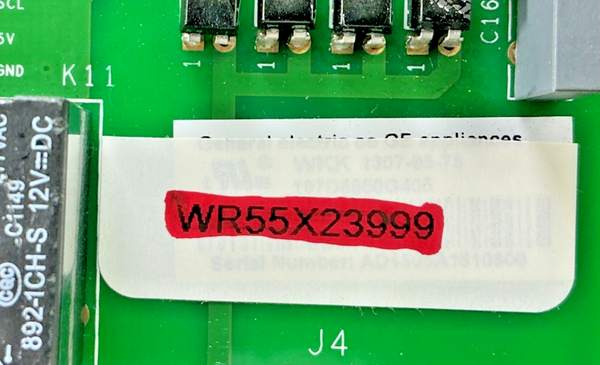 Part number sticker — match WR55X23999 OEM GE Refrigerator Main Control Board Replacement